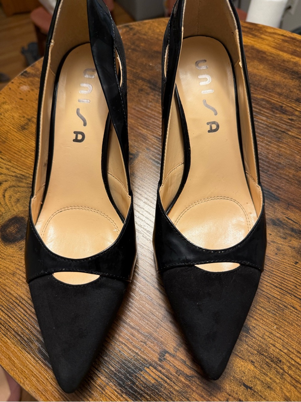 Unisa Black Pointed Cutout Stiletto Pumps